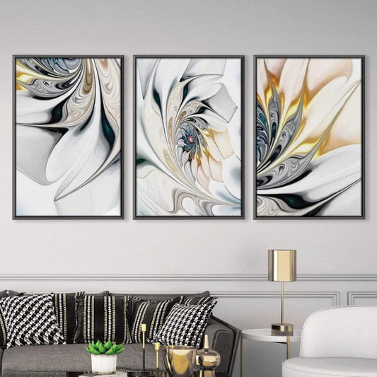 Elegant Abstract Oil Painting with Swirling Floral Design in Soft Colors