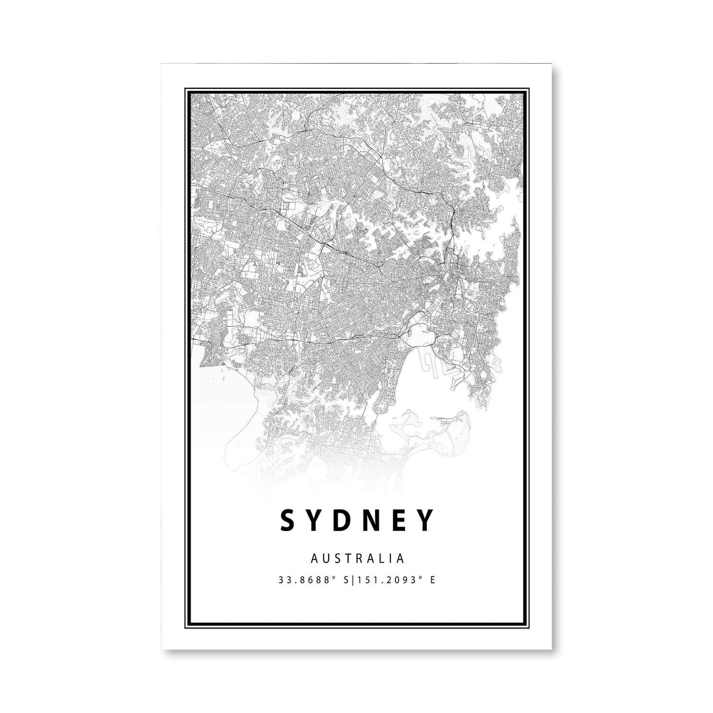 Sydney Australia Map Art Print - Modern Grey Cityscape Oil Painting