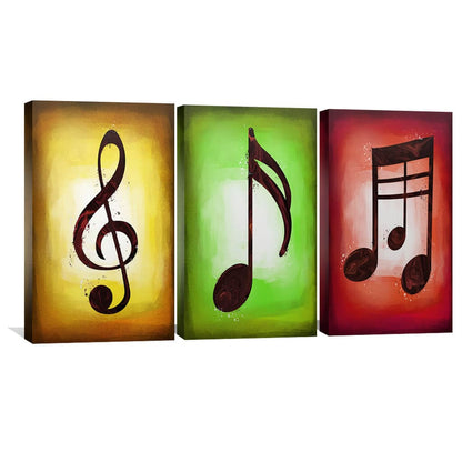 Vibrant Music Notes Oil Painting Set for Modern Home Decor