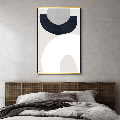 Modern Beige and Gray Geometric Abstract Oil Painting for Contemporary Decor