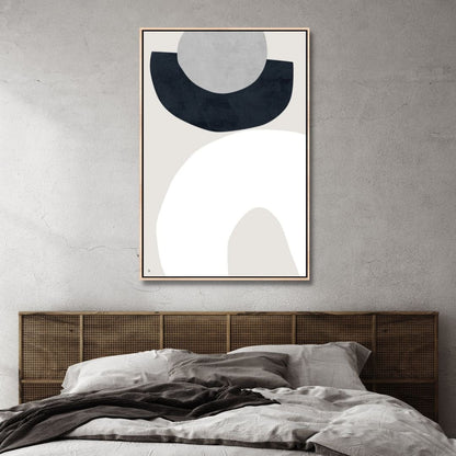 Modern Beige and Gray Geometric Abstract Oil Painting for Contemporary Decor