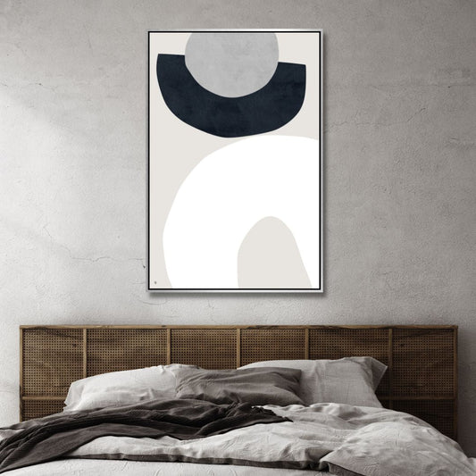 Modern Beige and Gray Geometric Abstract Oil Painting for Contemporary Decor