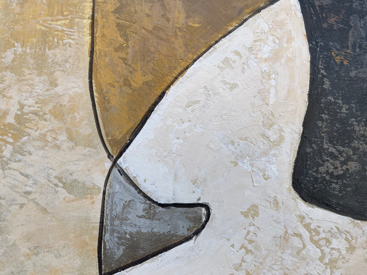 Abstract Embrace: Modern Oil Painting of Elegant Figures in Earth Tones