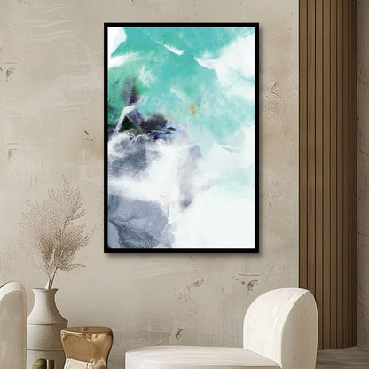 Modern Teal and Blue Abstract Oil Painting for Contemporary Decor