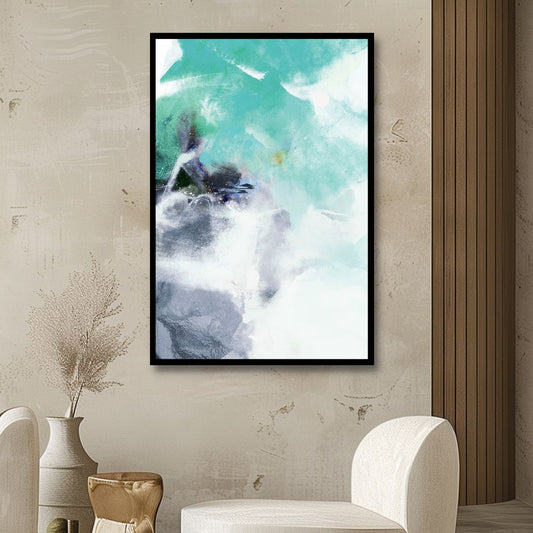 Modern Teal and Blue Abstract Oil Painting for Contemporary Decor