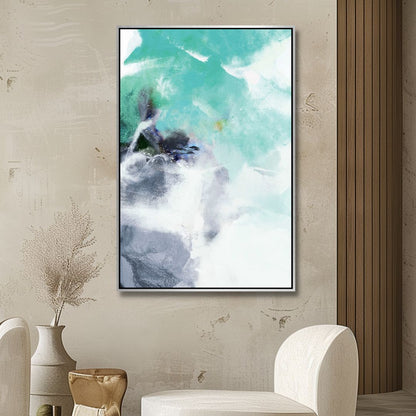 Modern Teal and Blue Abstract Oil Painting for Contemporary Decor