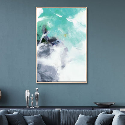 Modern Teal and Blue Abstract Oil Painting for Contemporary Decor