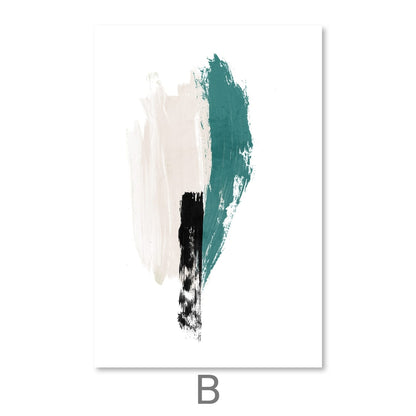 Abstract Teal and Black Oil Painting for Modern Home Decor