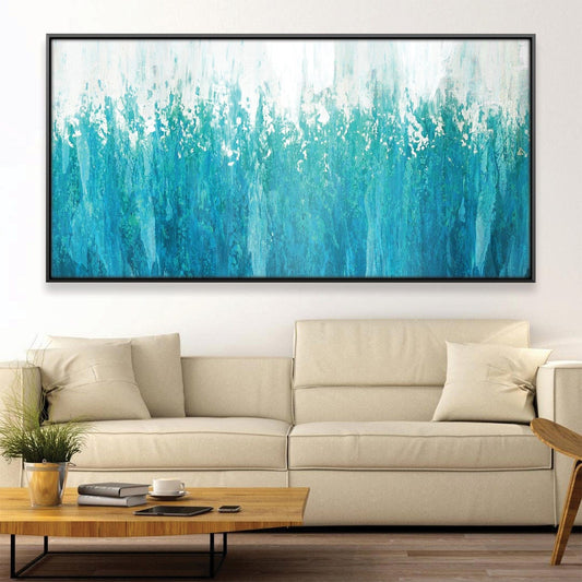 Serene Teal Abstract Oil Painting for Modern Home Decor