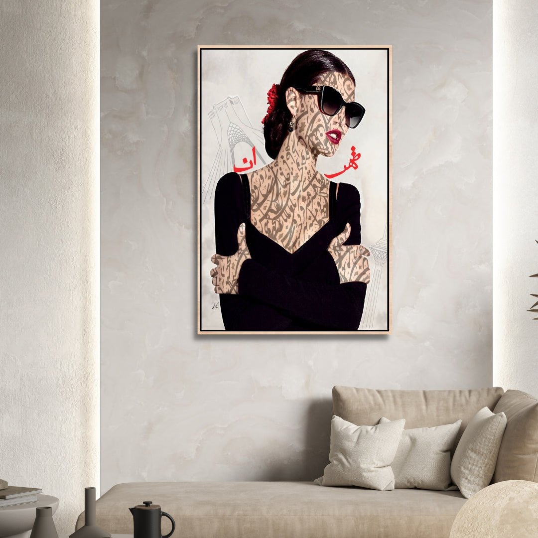 Modern Tehran Pop Art Portrait with Intricate Patterns and Stylish Flair