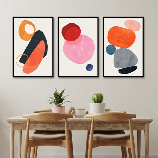 Geometric Abstract Shapes Oil Painting for Modern Home Decor