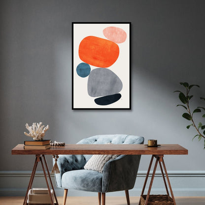 Geometric Abstract Shapes Oil Painting for Modern Home Decor