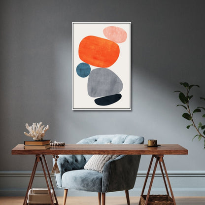 Geometric Abstract Shapes Oil Painting for Modern Home Decor