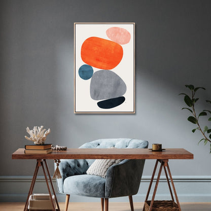 Geometric Abstract Shapes Oil Painting for Modern Home Decor