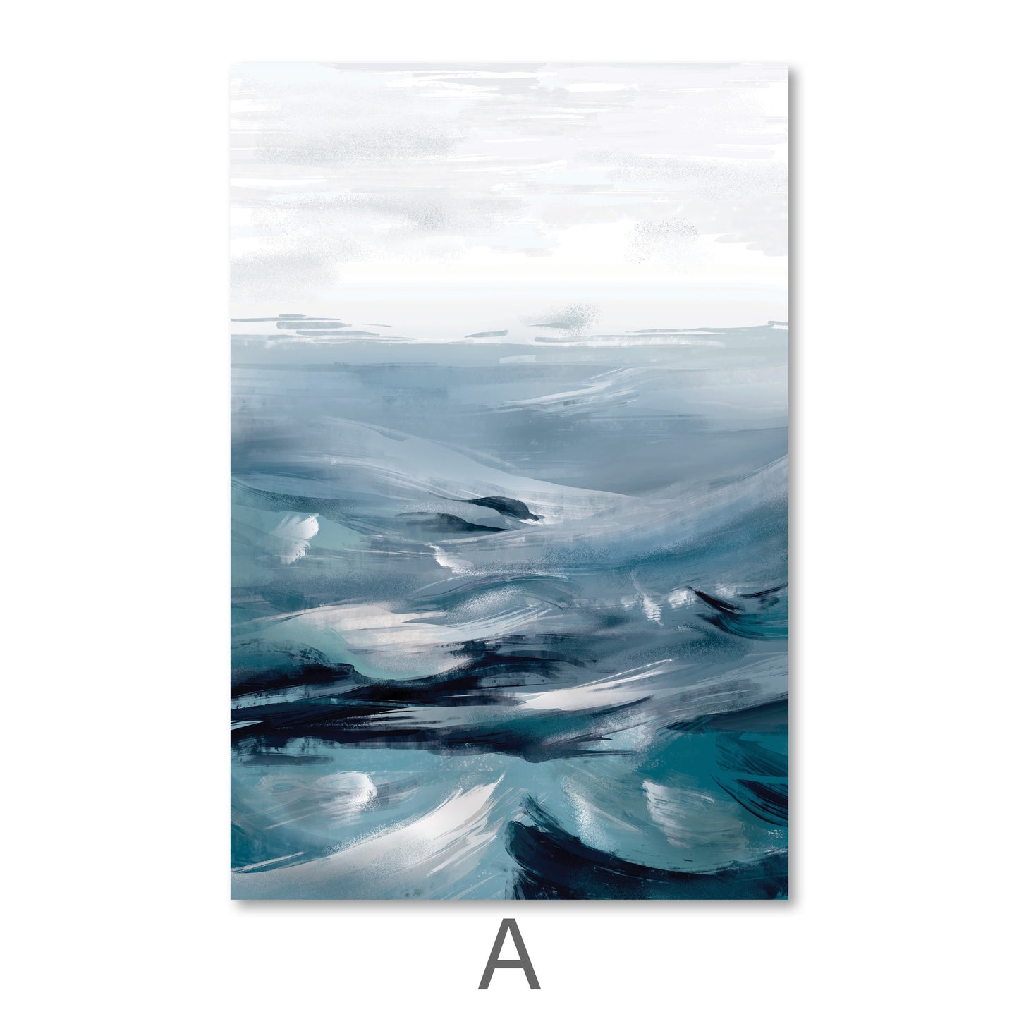 Serene Ocean Waves Abstract Oil Painting for Modern Home Decor