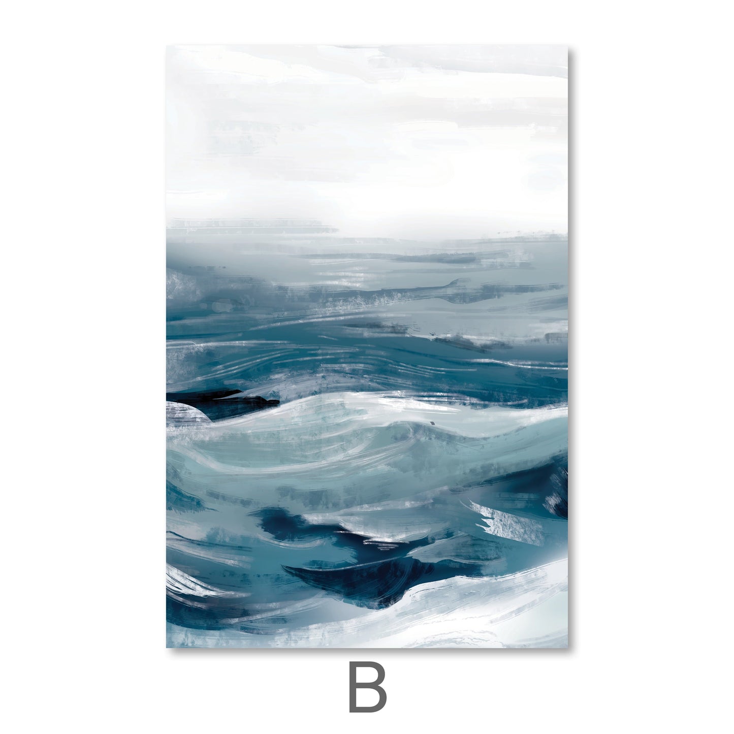 Serene Ocean Waves Abstract Oil Painting for Modern Home Decor
