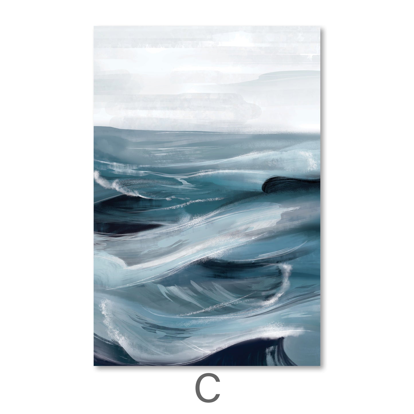 Serene Ocean Waves Abstract Oil Painting for Modern Home Decor