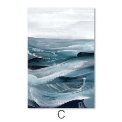 Serene Ocean Waves Abstract Oil Painting for Modern Home Decor