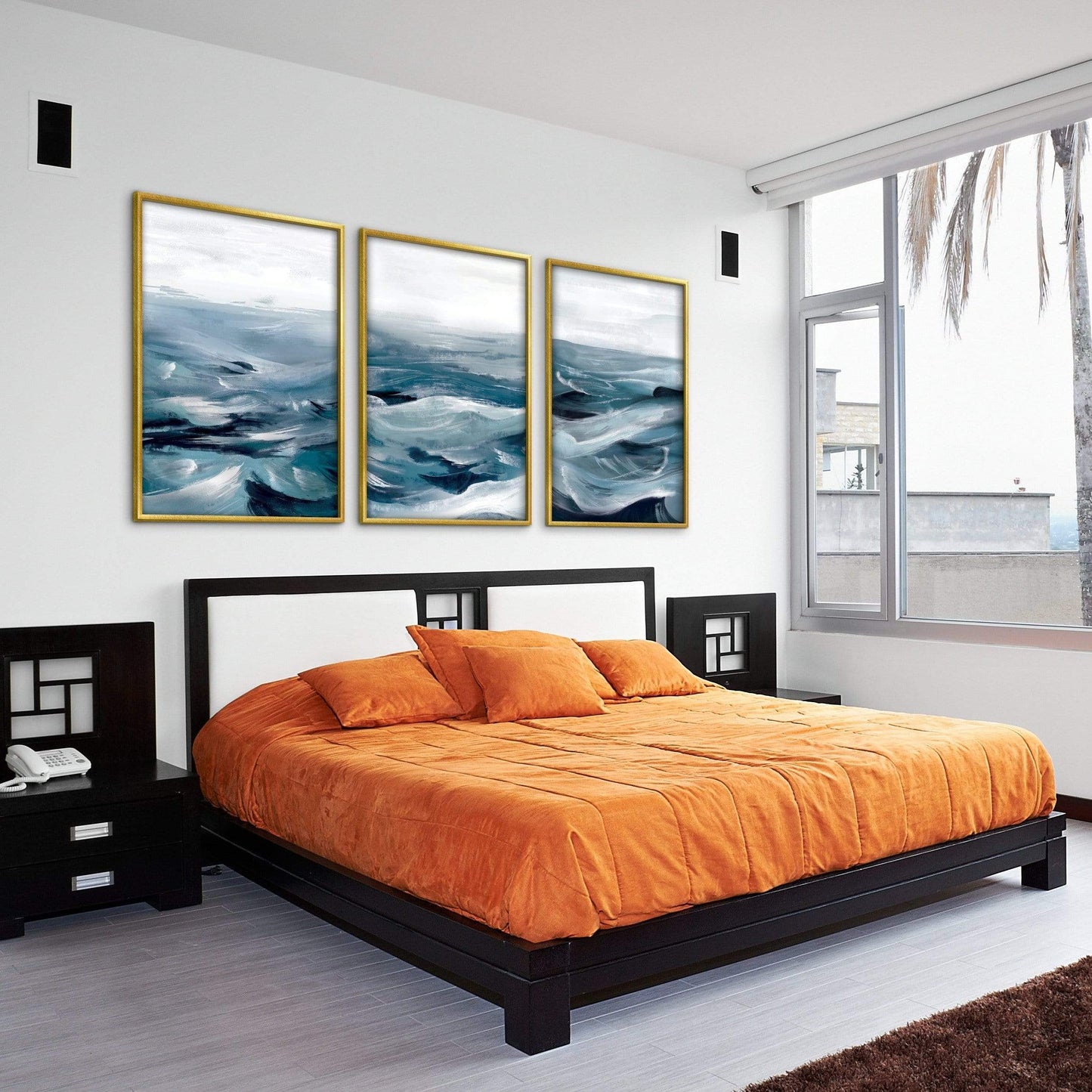 Serene Ocean Waves Abstract Oil Painting for Modern Home Decor