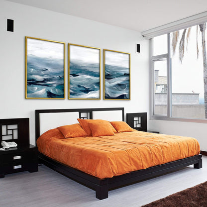 Serene Ocean Waves Abstract Oil Painting for Modern Home Decor