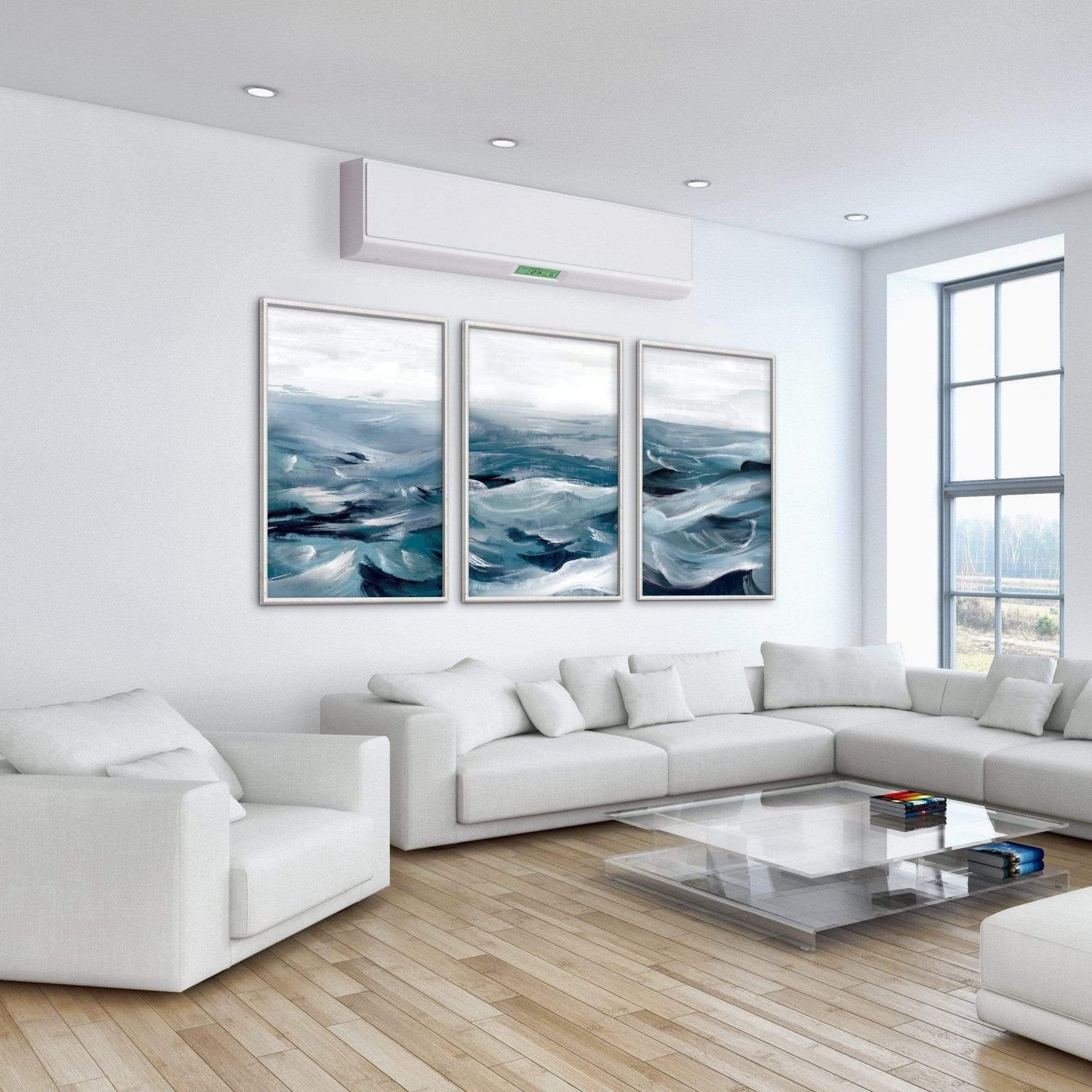 Serene Ocean Waves Abstract Oil Painting for Modern Home Decor