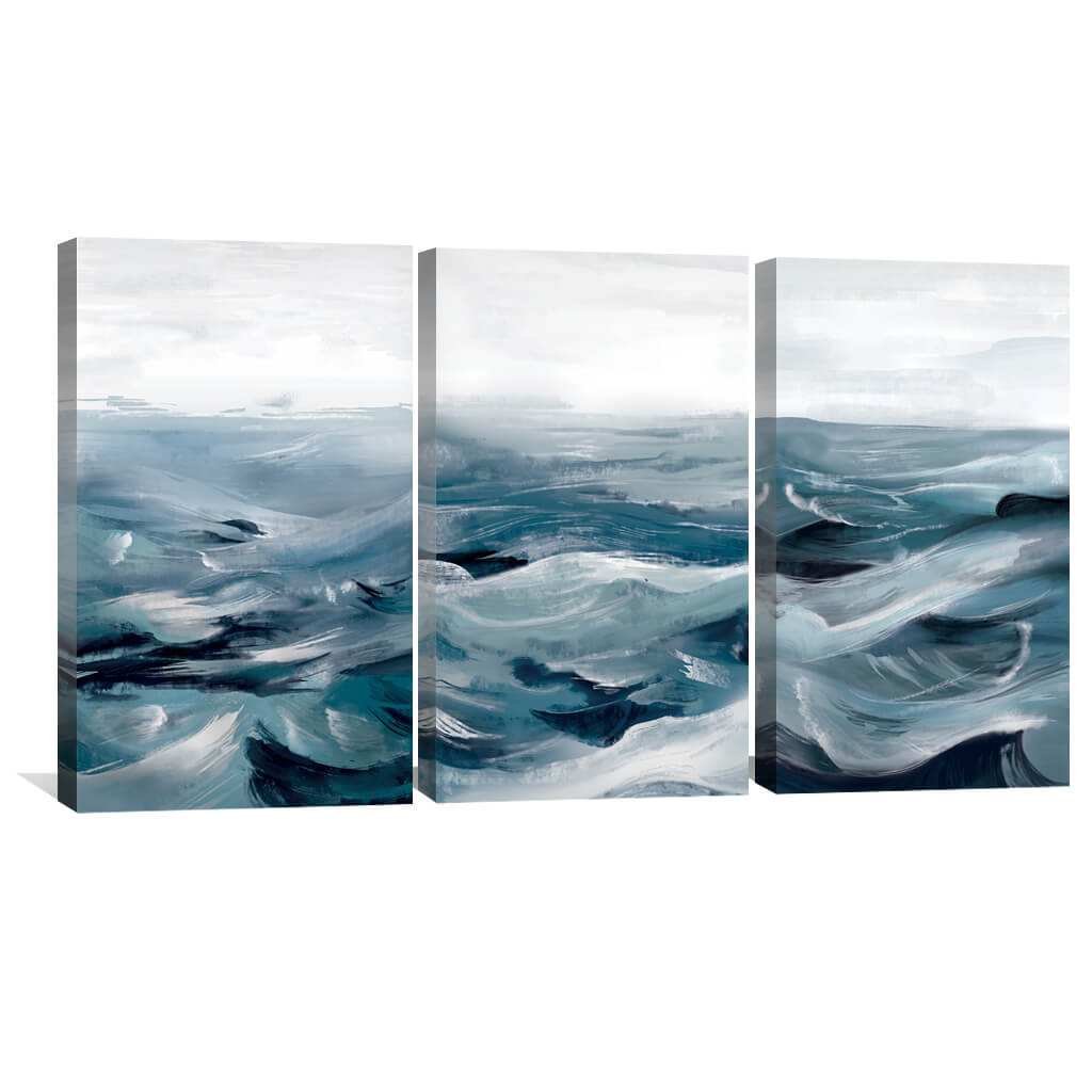 Serene Ocean Waves Abstract Oil Painting for Modern Home Decor