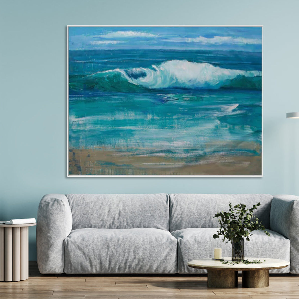 Tranquil Ocean Waves Oil Painting for Serene Home Decor