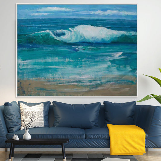 Tranquil Ocean Waves Oil Painting for Serene Home Decor