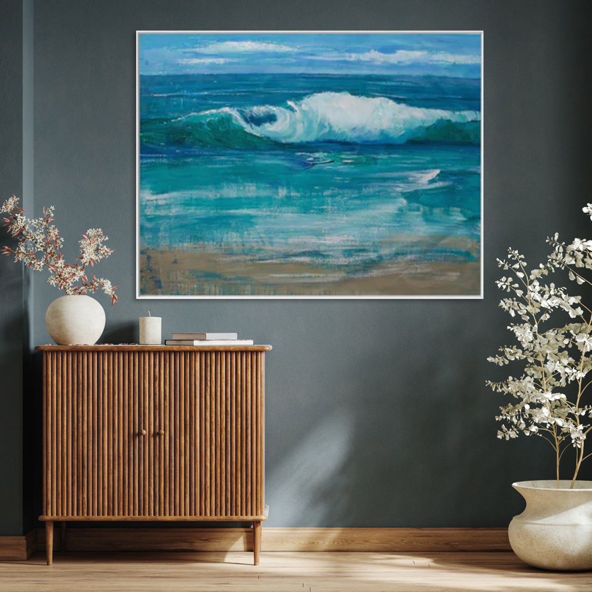 Tranquil Ocean Waves Oil Painting for Serene Home Decor