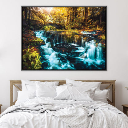 Tranquil Forest Waterfall Oil Painting for Serene Home Decor