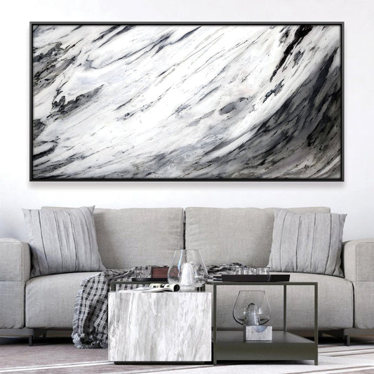 Abstract Grey Waves Oil Painting for Modern Home Decor