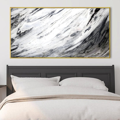 Abstract Grey Waves Oil Painting for Modern Home Decor