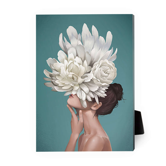 Floral Elegance: Enigmatic Woman Oil Painting for Home Decor