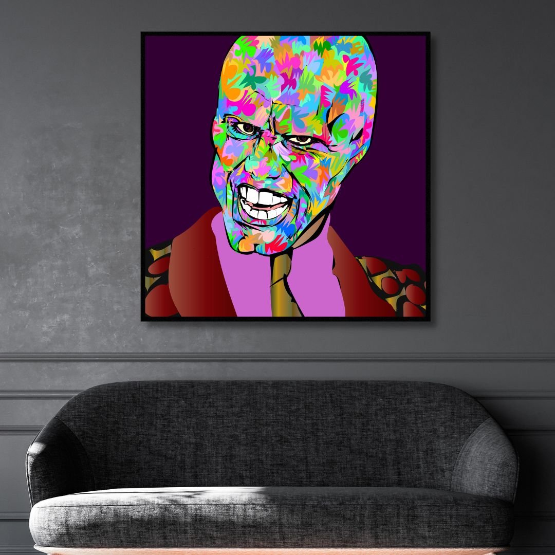 Vibrant Colorful Mask Pop Art Oil Painting for Modern Home Decor