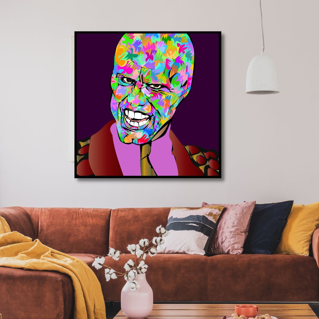 Vibrant Colorful Mask Pop Art Oil Painting for Modern Home Decor