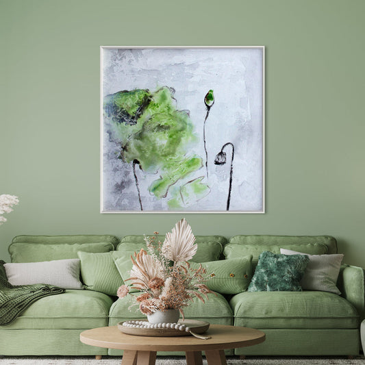 Whimsical Green Abstract Art for Modern Home Decor