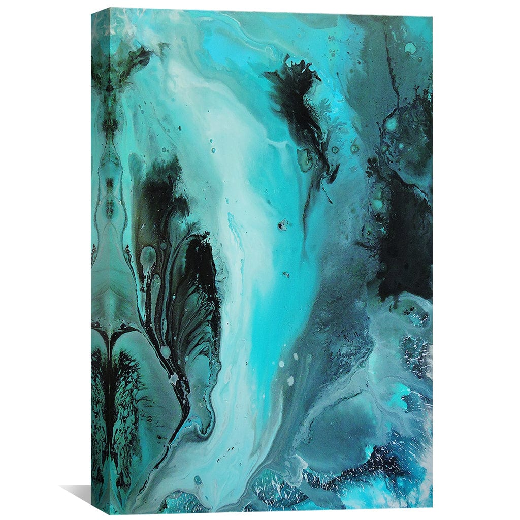 Tranquil Waves: Abstract Mint Green Oil Painting for Modern Decor