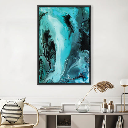 Tranquil Waves: Abstract Mint Green Oil Painting for Modern Decor