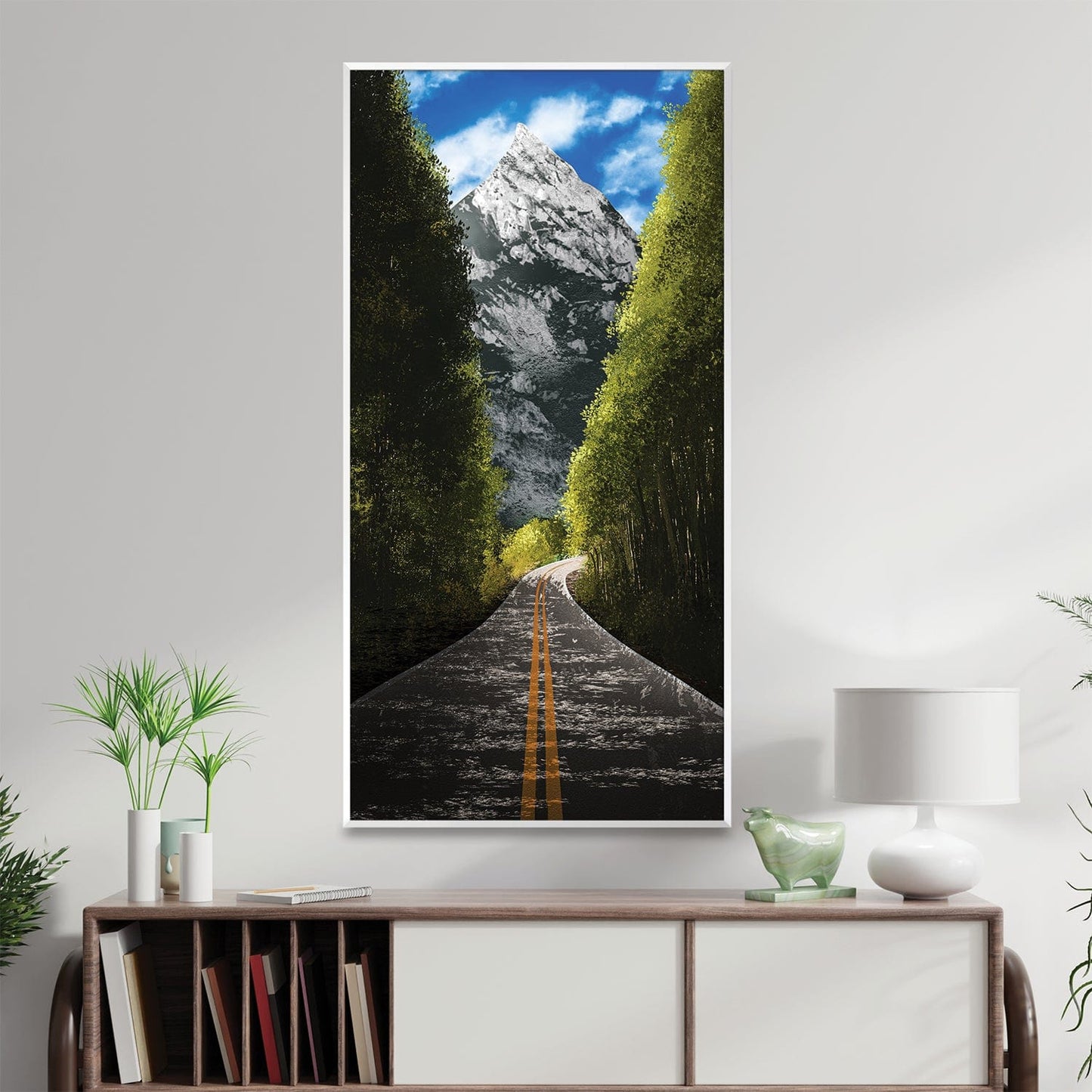 Serene Mountain Road Oil Painting - Nature Landscape Wall Art