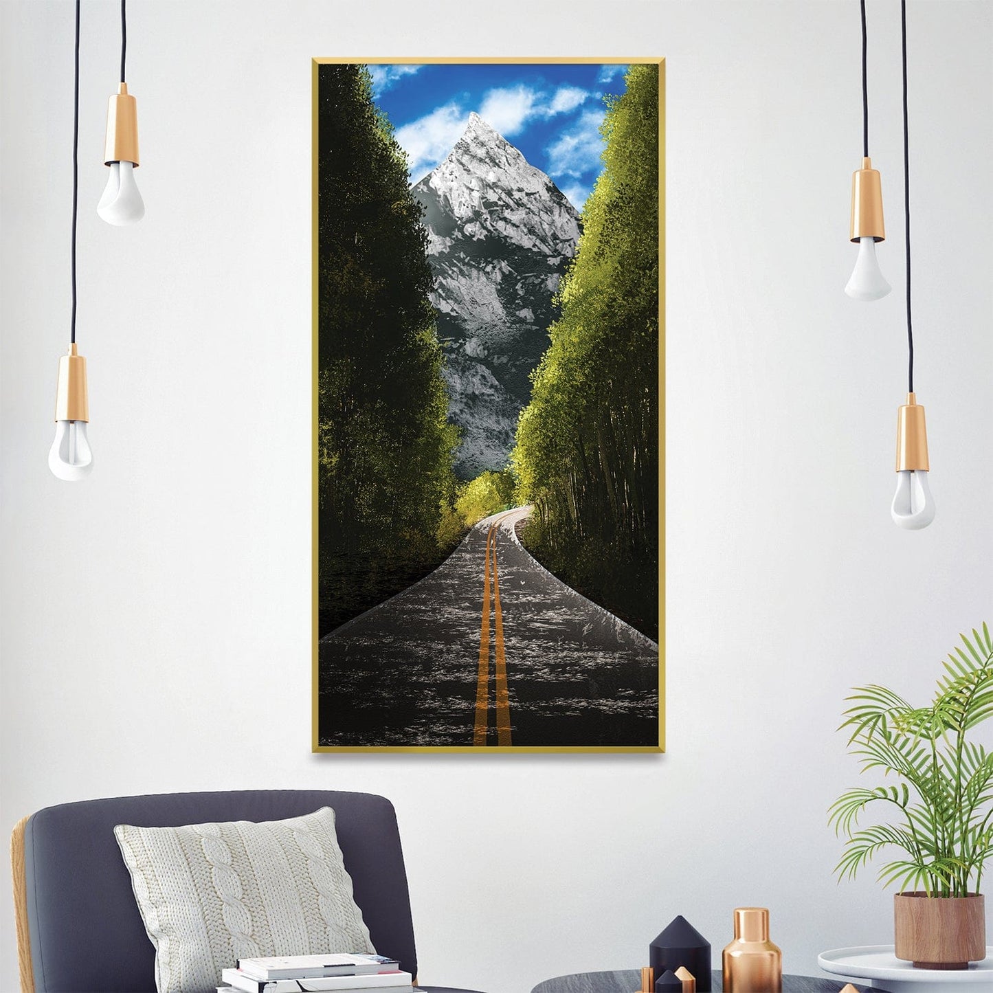 Serene Mountain Road Oil Painting - Nature Landscape Wall Art