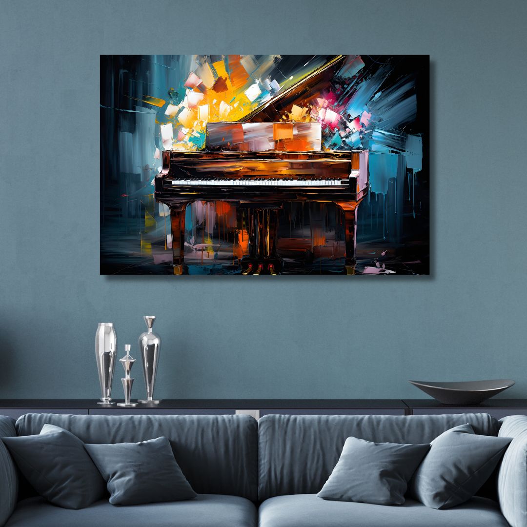 Vibrant Abstract Piano Oil Painting for Elegant Home Decor