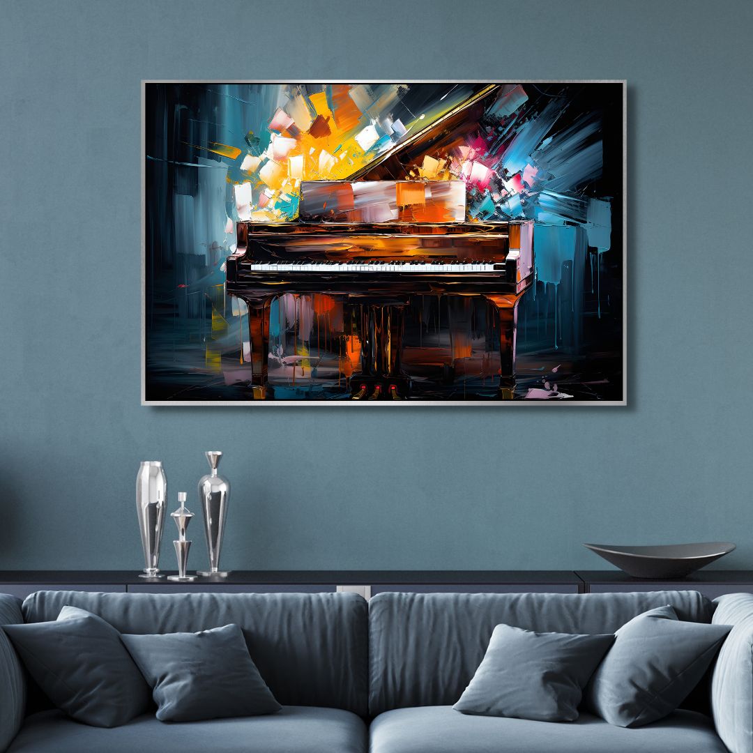 Vibrant Abstract Piano Oil Painting for Elegant Home Decor