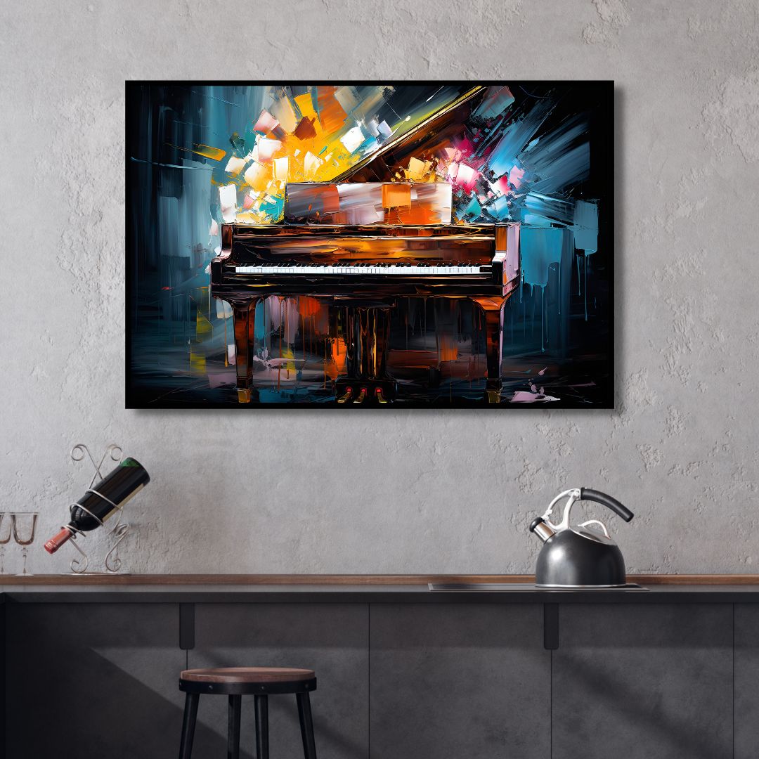 Vibrant Abstract Piano Oil Painting for Elegant Home Decor