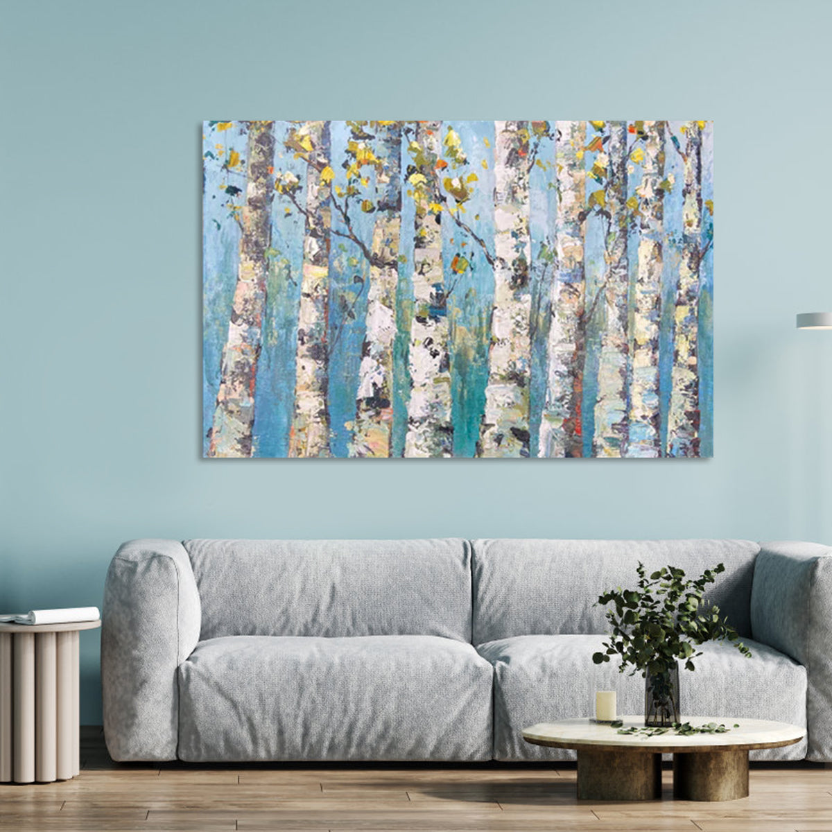 Vibrant Birch Trees in Autumn: Captivating Oil Painting for Modern Decor