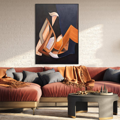 Abstract Oil Painting: Contemplative Harmony and Bold Form Exploration