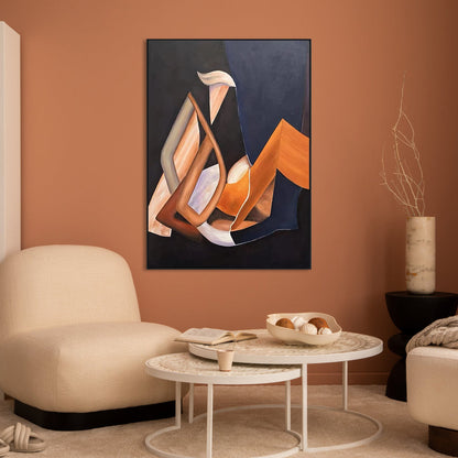 Abstract Oil Painting: Contemplative Harmony and Bold Form Exploration