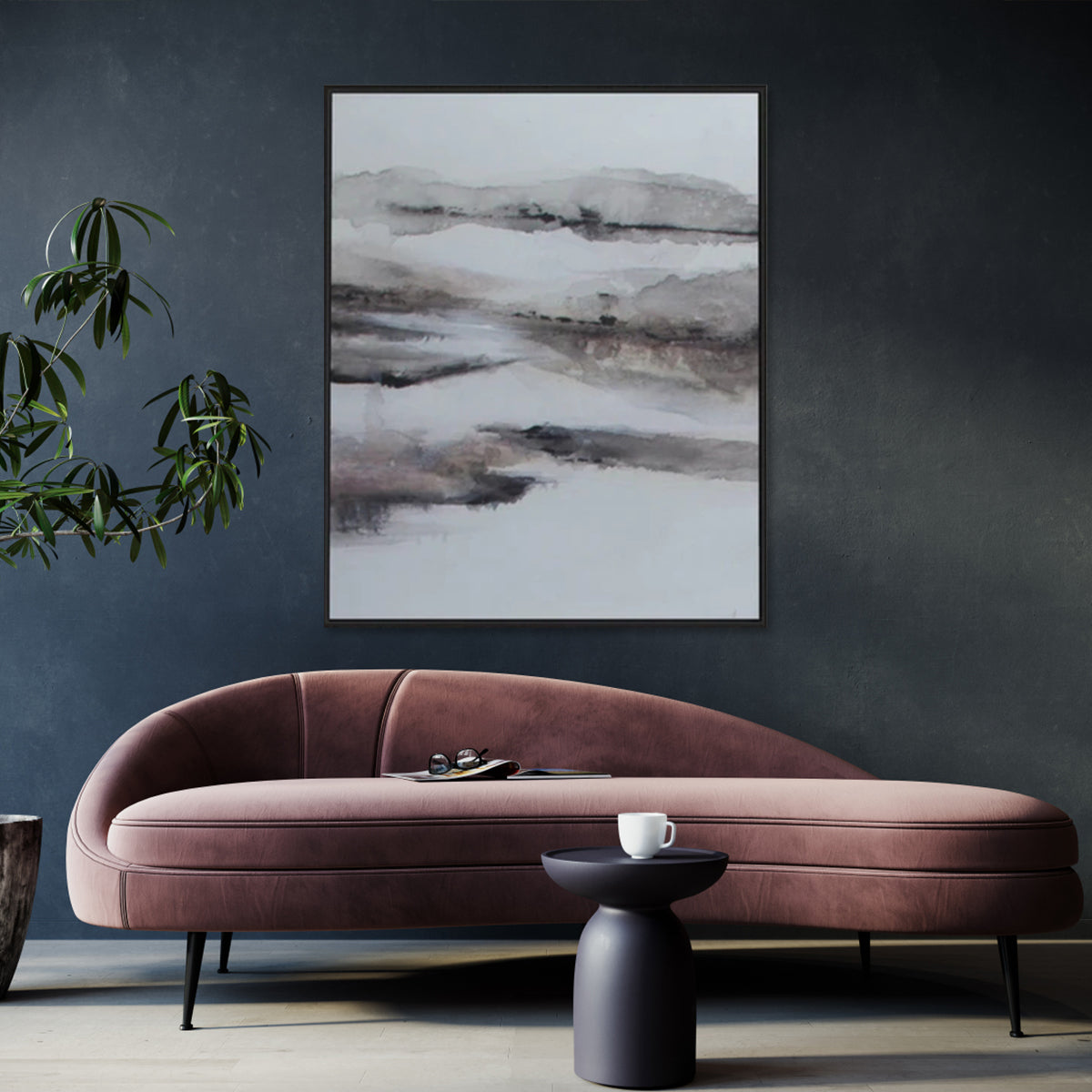 Tranquil Landscape Oil Painting in Soft Neutrals for Modern Home Decor