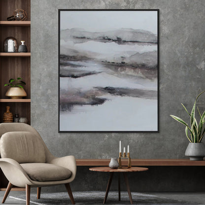 Tranquil Landscape Oil Painting in Soft Neutrals for Modern Home Decor