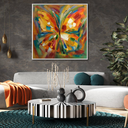 Vibrant Butterfly Oil Painting – Colorful Abstract Wall Art for Home Decor