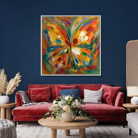 Vibrant Butterfly Oil Painting – Colorful Abstract Wall Art for Home Decor